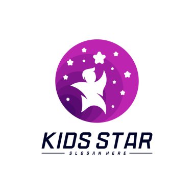 Erişilen Yıldızların Logo Tasarım Şablonu. Rüya Yıldızı logosu. Çocuk Yıldızı Konsepti, Renkli, Yaratıcı Sembol