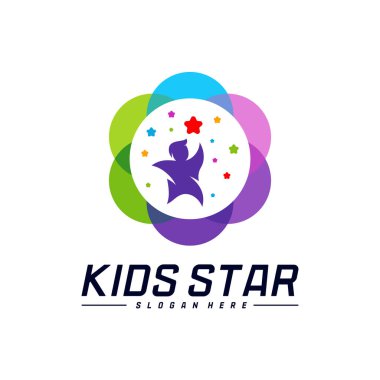 Erişilen Yıldızların Logo Tasarım Şablonu. Rüya Yıldızı logosu. Çocuk Yıldızı Konsepti, Renkli, Yaratıcı Sembol