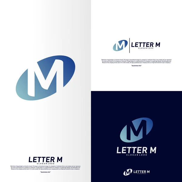 Buchstabe M Logo Designkonzepte. Initialer M Planet Logo Design Template Vektor. Symbolbild — Stockvektor