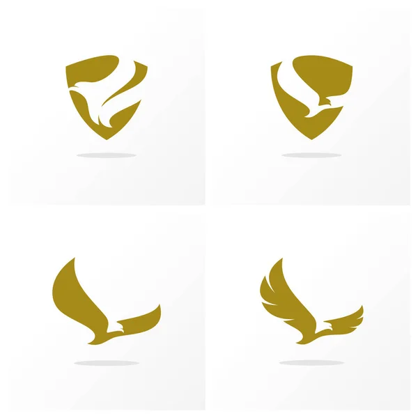 Conjunto de diseño del logo de Águila vector. Plantilla de logotipo de águila simple. Símbolo de icono — Vector de stock