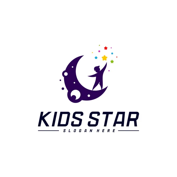 Reaching Stars Logo Design Template. Dream star logo. Kids Star Concept, Colorful, Creative Symbol — Stock Vector