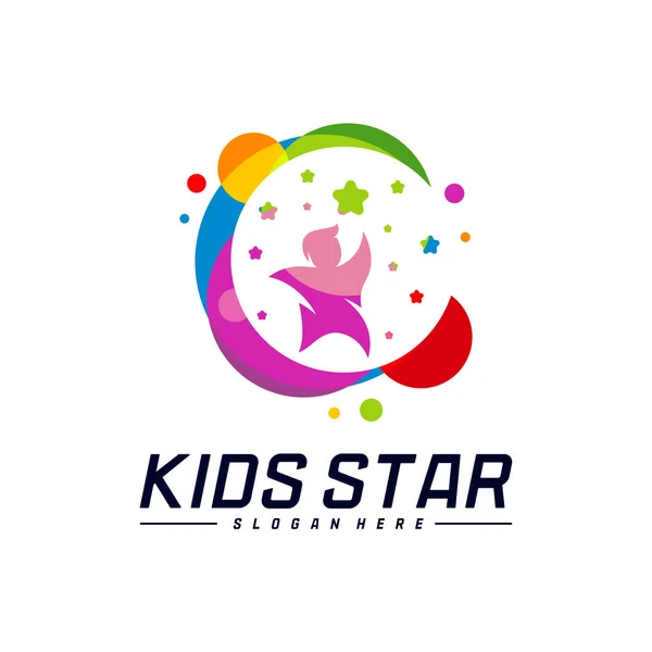 Reaching Stars Logo Design Template. Dream star logo. Kids Star Concept, Colorful, Creative Symbol — Stock Vector