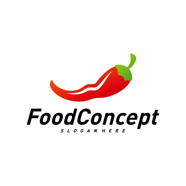 Hot Food Logo Concept Vector. Red Chili logotipo Design Template Vector. Símbolo do ícone do pimentão quente — Vetor de Stock