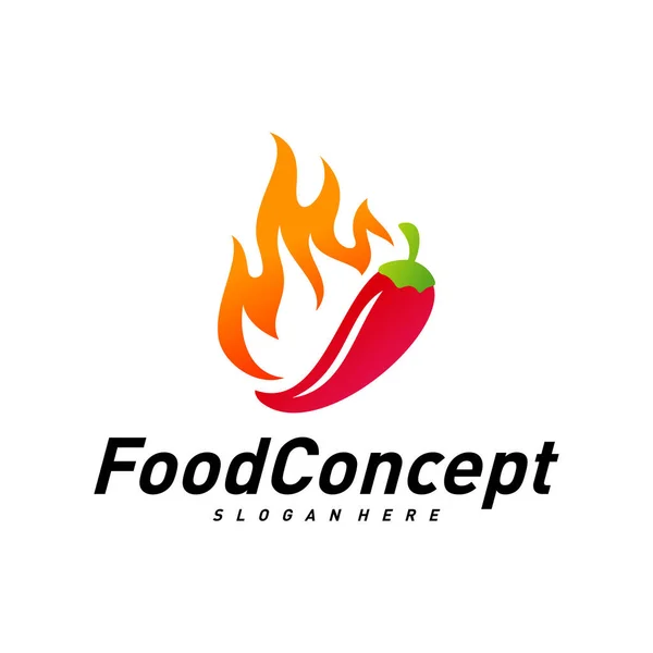 Hot Food Logo Concept Vector. Red Chili logotipo Design Template Vector. Símbolo do ícone do pimentão quente —  Vetores de Stock