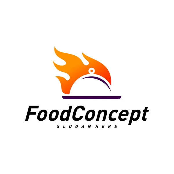 Hot Food Logo Concept Vector. Logo cepat memasak Desain Templat Vektor. Simbol Ikon - Stok Vektor