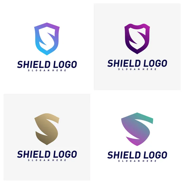 Ensemble de concepts initiaux de conception du logo S Shield. S Lettre Bouclier Illustration vectorielle Design. Symbole icône — Image vectorielle