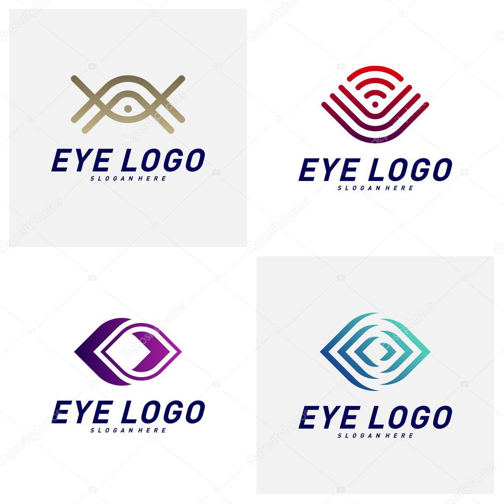 Set of Eye logo design concept vector, eye logo template, icon symbol