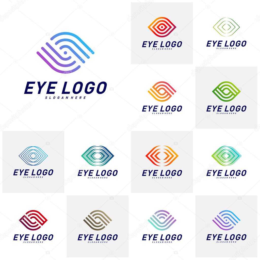 Set of Eye logo design concept vector, eye logo template, icon symbol