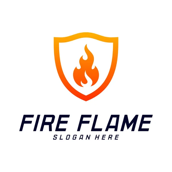Шаблон Векторного Дизайну Логотипу Вогняного Щита Концепція Логотипу Sheld Fire — стоковий вектор