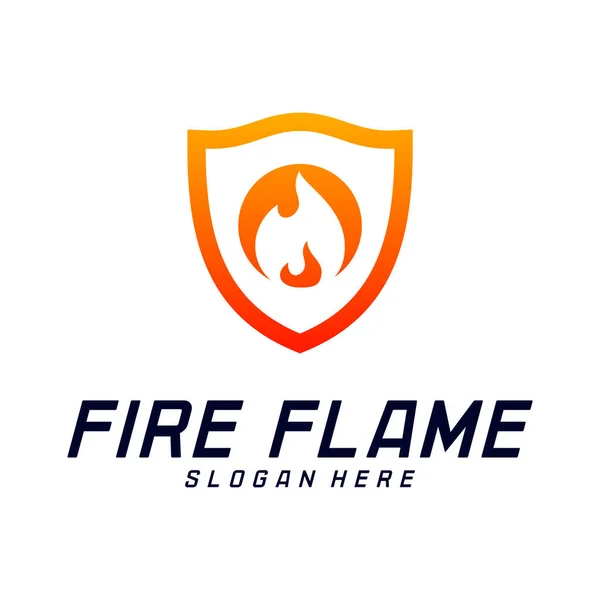 Шаблон Векторного Дизайну Логотипу Вогняного Щита Концепція Логотипу Sheld Fire — стоковий вектор
