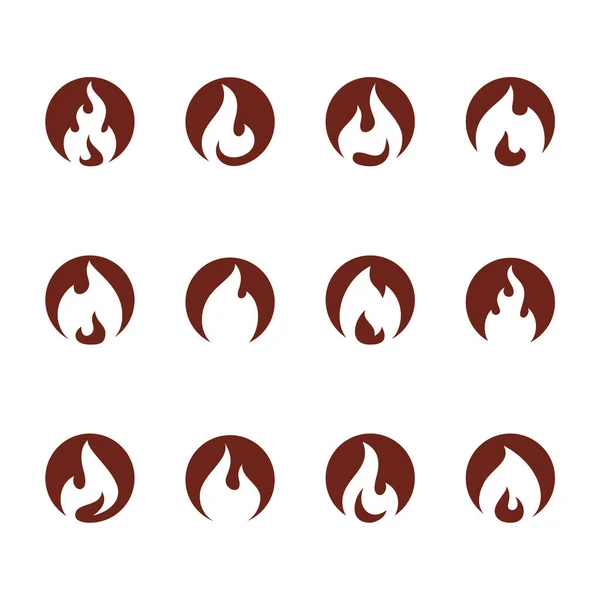 Set Fire Flame Logo Design Vector Template Simbol Ikon - Stok Vektor