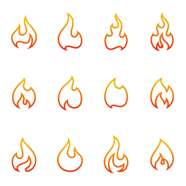 Set Fiamma Incendio Logo Design Vector Template Simbolo Icona — Vettoriale Stock