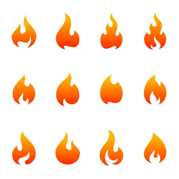 Uppsättning Fire Flame Logo Design Vector Mall Ikonsymbol — Stock vektor