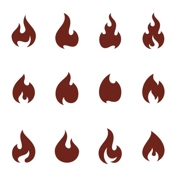 Set Van Fire Flame Logo Design Vector Template Ikoon Symbool — Stockvector