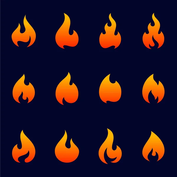 Set Fiamma Incendio Logo Design Vector Template Simbolo Icona — Vettoriale Stock