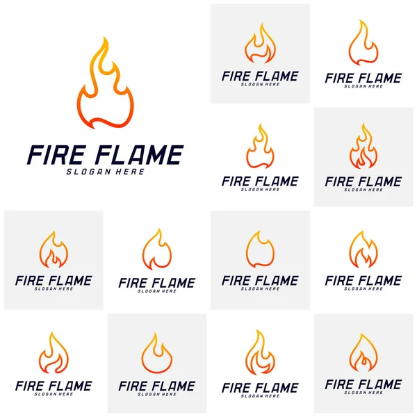 Ateş Alevi Logosu Tasarım Vektör Şablonu Simge Sembolü — Stok Vektör
