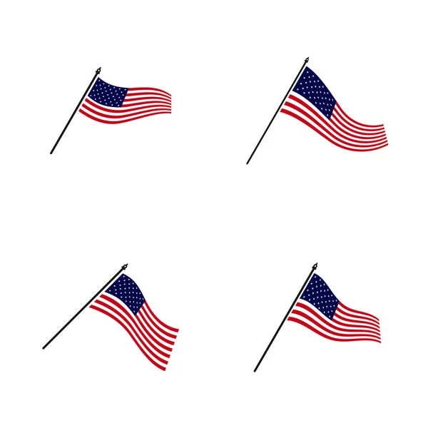 Conjunto Plantilla Diseño Ilustración Vectorial Bandera Americana Símbolo Icono — Vector de stock