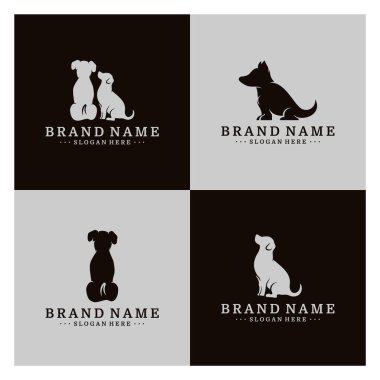 Köpek logosu tasarım vektör şablonu. Köpek simgesi logo vektörü