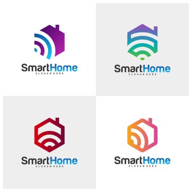 Wifi Evi Vektör Logosu. Akıllı Ev Teknolojisi Logo Vektörü. House Net Logo Kavram Vektörü