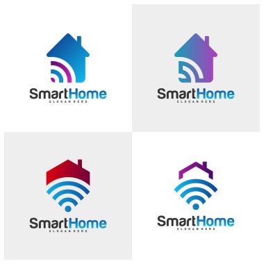 Wifi Evi Vektör Logosu. Akıllı Ev Teknolojisi Logo Vektörü. House Net Logo Kavram Vektörü
