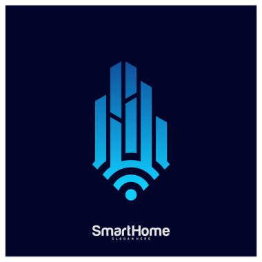 Akıllı Şehir Teknoloji Logo Vektörü. City Net Logo Kavram Vektörü. Wifi Evi Vektör Logosu