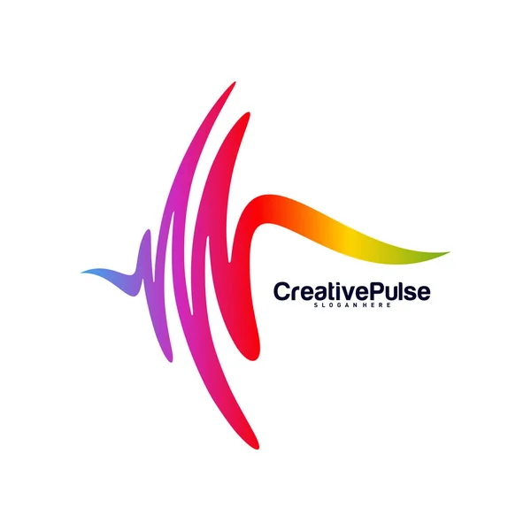 Colorful Pulse Logo Concetti Vettoriale Pulse People Logo Design Template — Vettoriale Stock