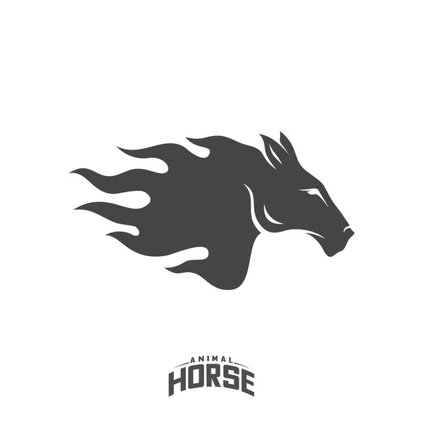 Head Horse Logo Design Vector Horse Fire Logo Template Illustration — 스톡 벡터