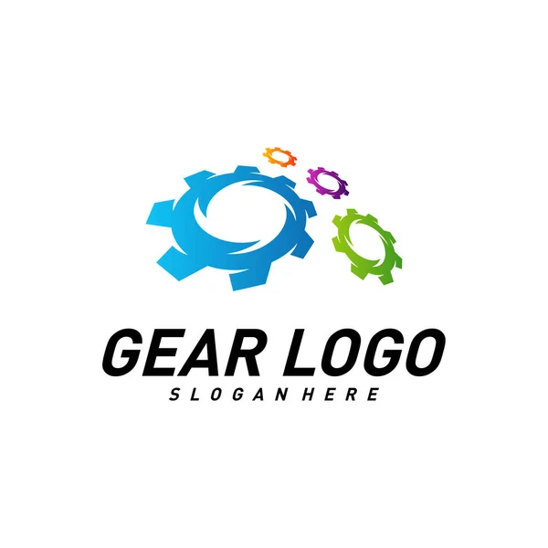 Gear Logó Design Vector Sablon Szerelő Ikon Szimbólum Színes Ikon — Stock Vector