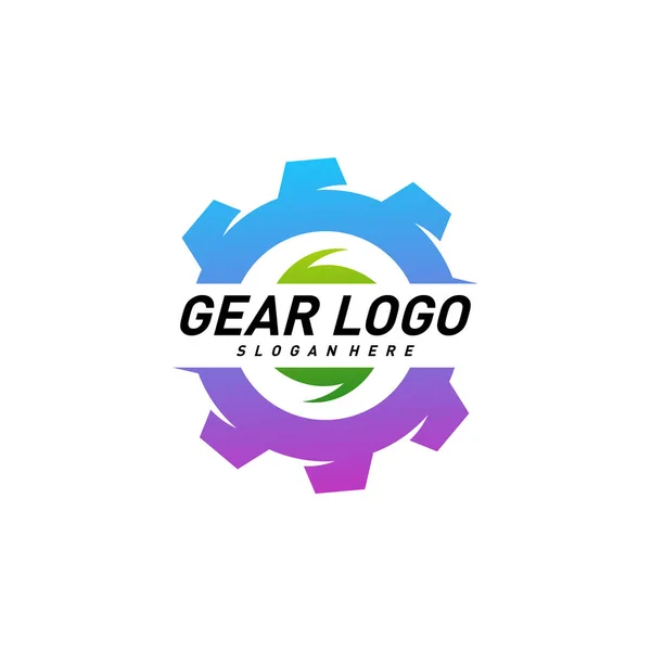 Логотип Gear Design Vector Template Символ Механической Иконы Красочная Икона — стоковый вектор