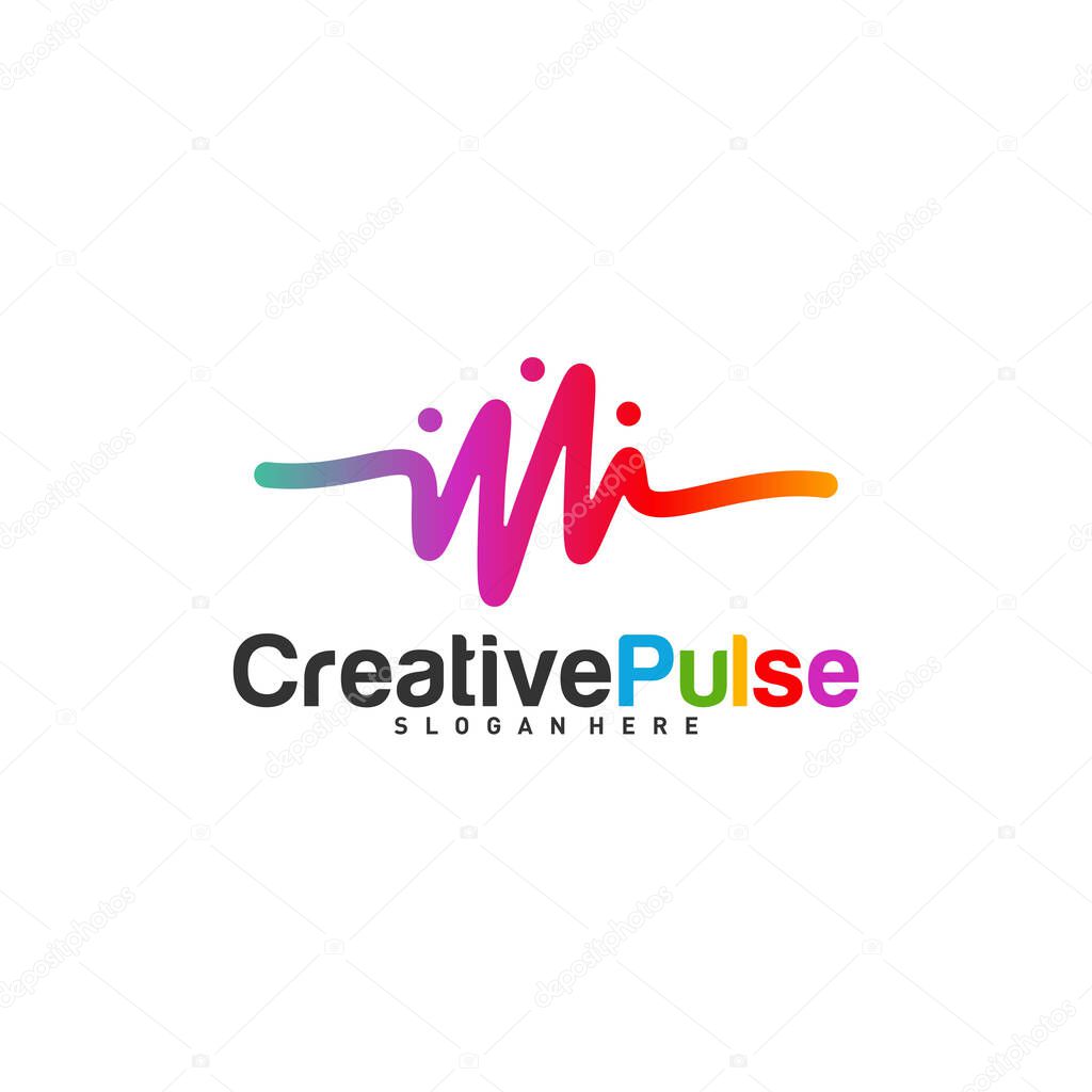 Colorful Pulse logo Concepts Vector. Pulse People Logo Design Template Vector. Sound waves vector illustration design template. unique pulse or wave logo design