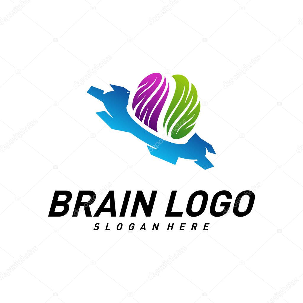 Brain with Gear, Creative mind with Mechanic, learning and design icons. People symbols. Colorful Icon
