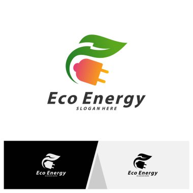 Eko Enerji Logosu Tasarım Vektörü, Amblem, Tasarım Konsepti, Yaratıcı Sembol, Simge Simgesi, Simge