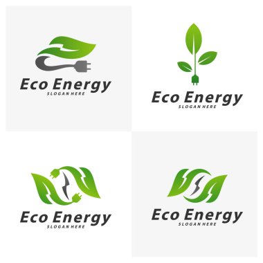 Çevre Enerjisi Logo Şablonu Tasarım Vektörü, Amblem, Tasarım Konsepti, Yaratıcı Sembol, Simge, Simge