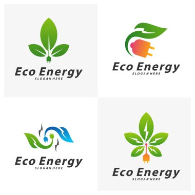 Çevre Enerjisi Logo Şablonu Tasarım Vektörü, Amblem, Tasarım Konsepti, Yaratıcı Sembol, Simge, Simge