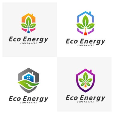 Eko Enerji Logosu Tasarım Vektörü, Amblem, Tasarım Konsepti, Yaratıcı Sembol, Simge Simgesi, Simge