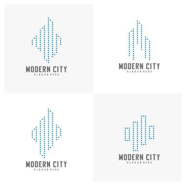 Modern Şehir Logosu Tasarım Vektör Şablonu, Emlak Logosu, Amblem, Tasarım Konsepti, Yaratıcı Sembol, Simge Simgesi, Simge
