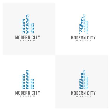 Modern Şehir Logosu Tasarım Vektör Şablonu, Emlak Logosu, Amblem, Tasarım Konsepti, Yaratıcı Sembol, Simge Simgesi, Simge