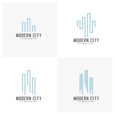 Modern Şehir Logosu Tasarım Vektör Şablonu, Emlak Logosu, Amblem, Tasarım Konsepti, Yaratıcı Sembol, Simge Simgesi, Simge