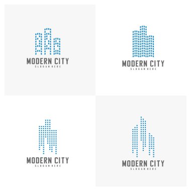 Modern Şehir Logosu Tasarım Vektör Şablonu, Emlak Logosu, Amblem, Tasarım Konsepti, Yaratıcı Sembol, Simge Simgesi, Simge