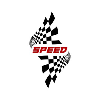 Yarış bayrağı logosu, yarış logosu konsepti, modern tasarım illüstrasyon vektör şablonu, yaratıcı tasarım