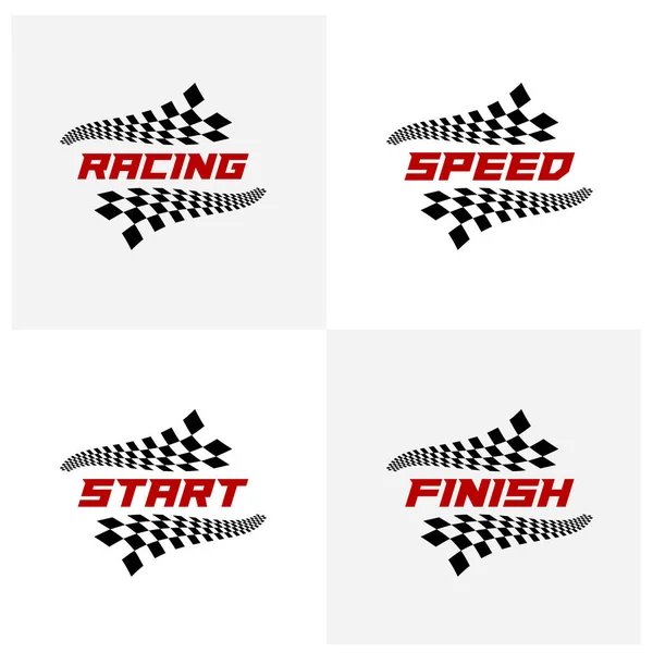 Yarış bayrağı logo simgesi, yarış logosu konsepti, modern tasarım illüstrasyon vektör şablonu, yaratıcı tasarım