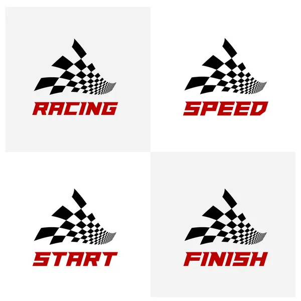 Yarış Bayrağı Logo Simgesi Yarış Logosu Konsepti Modern Tasarım Illüstrasyon — Stok Vektör