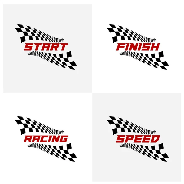 Yarış Bayrağı Logo Simgesi Yarış Logosu Konsepti Modern Tasarım Illüstrasyon — Stok Vektör
