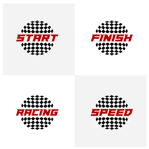 Set Van Race Vlag Logo Pictogram Racing Logo Concept Modern — Stockvector