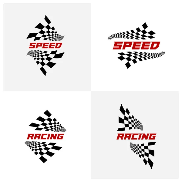 Set Van Race Vlag Logo Pictogram Racing Logo Concept Modern — Stockvector