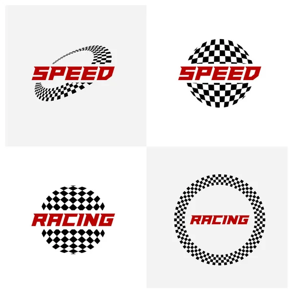 Set Van Race Vlag Logo Pictogram Racing Logo Concept Modern — Stockvector