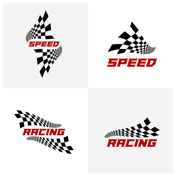 Set Van Race Vlag Logo Pictogram Racing Logo Concept Modern — Stockvector