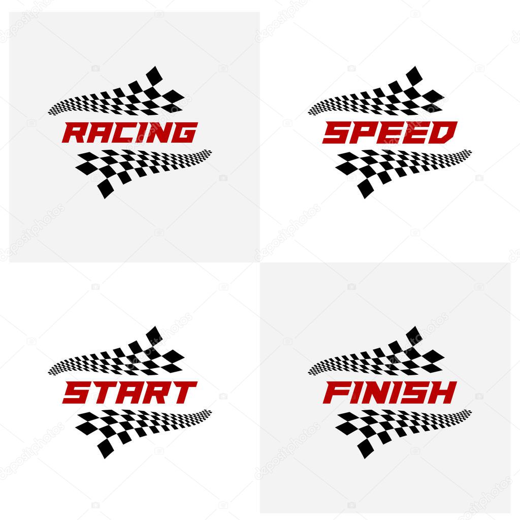 Set of Race flag logo icon, Racing logo concept, modern simple design illustration vector template, Creative design