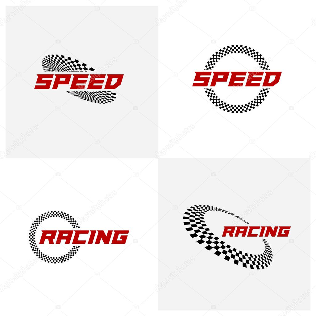 Set of Race flag logo icon, Racing logo concept, modern simple design illustration vector template, Creative design