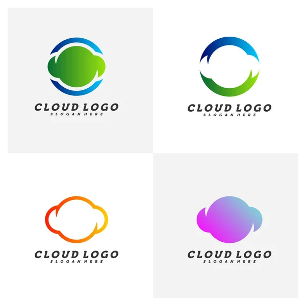 Conjunto Cloud Diseño Logotipo Elegante Vector Concepto Plantilla Diseño Creativo — Vector de stock